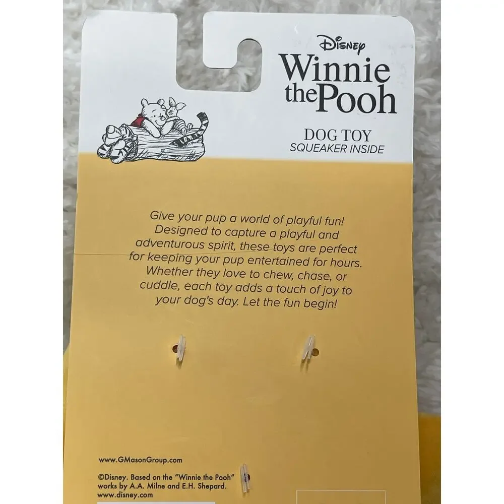 Disney Winnie the Pooh Dog Squeaky Toy Honey Pot Plush Squeaker Yellow Blue NEW